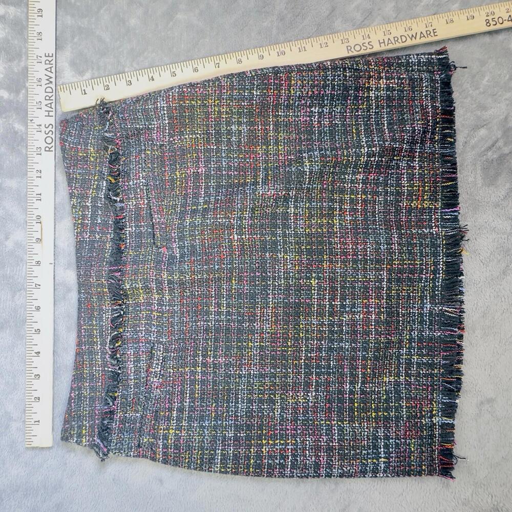 H&M Divided Colorful Tweed Skirt Size 8 Fully Lined Raw Hem New